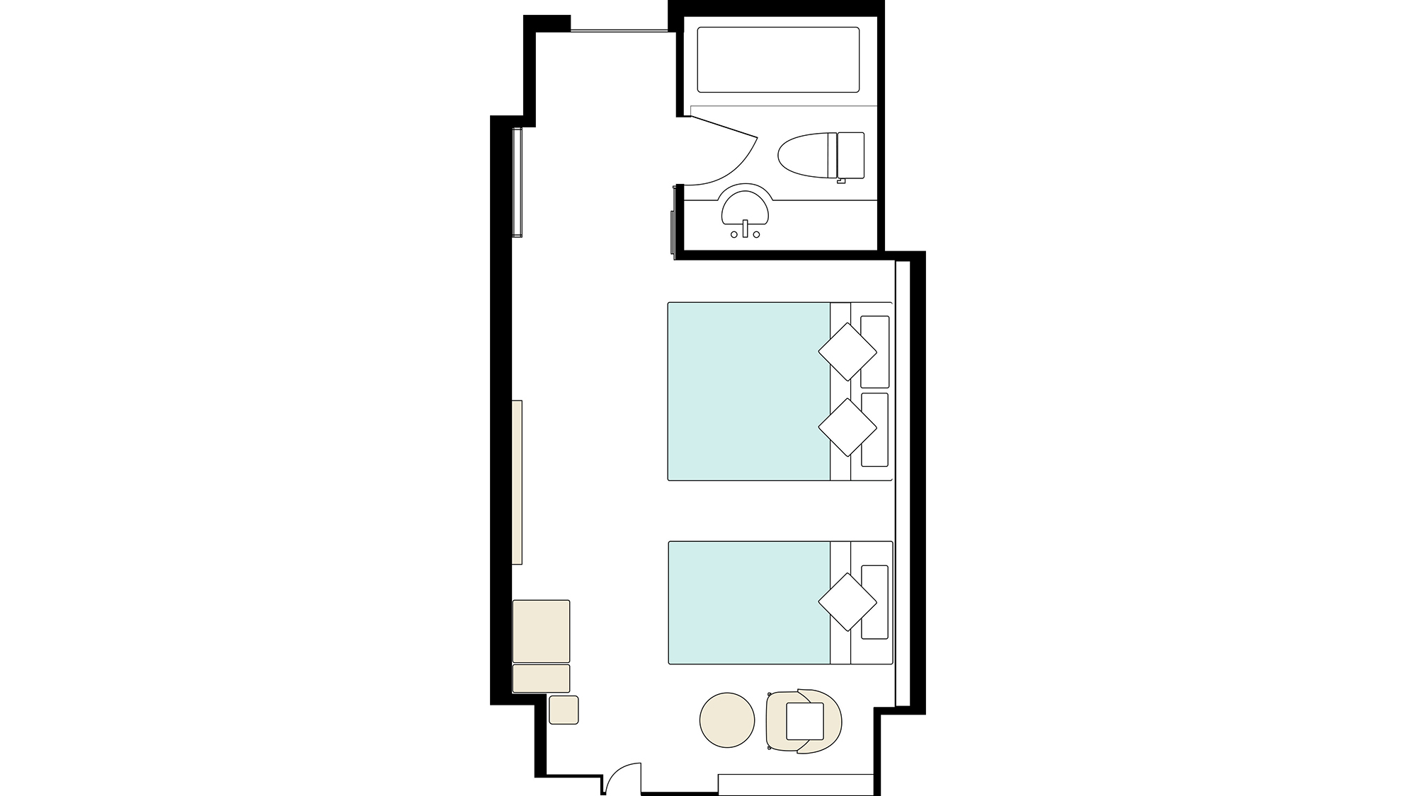 スーペリアツイン【禁煙】（27.0㎡／160㎝×;203㎝（1台）／110㎝×;203㎝（1台））