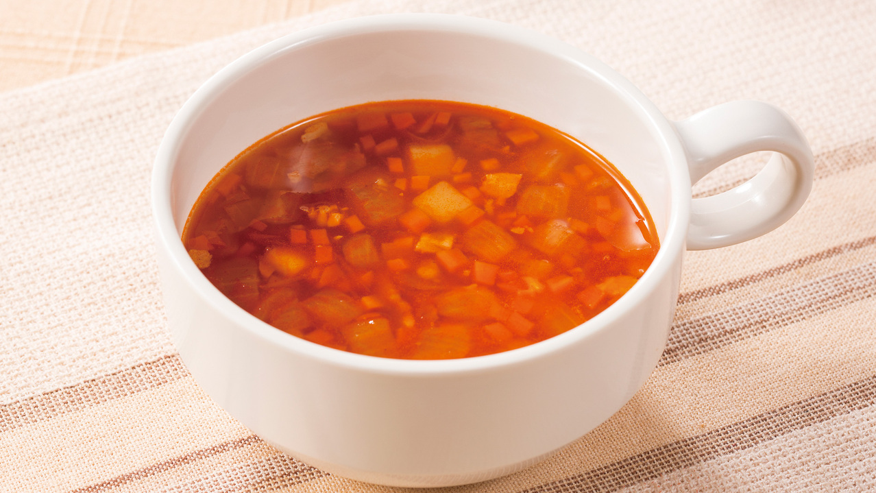【ミネストローネ（日替わり）】トマトの香りが食欲をそそります。
