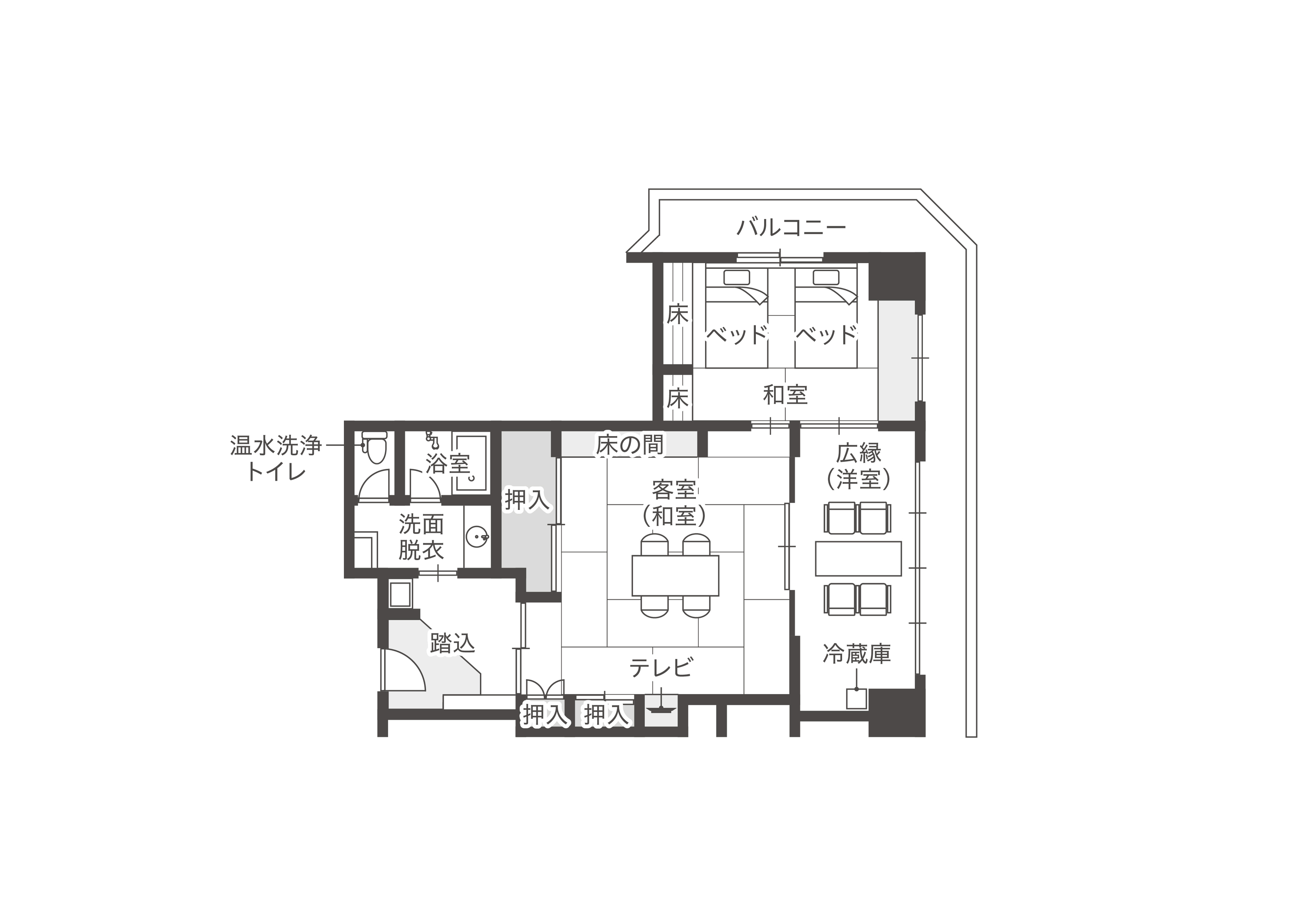 【ルームマップ】翠遥亭和洋室