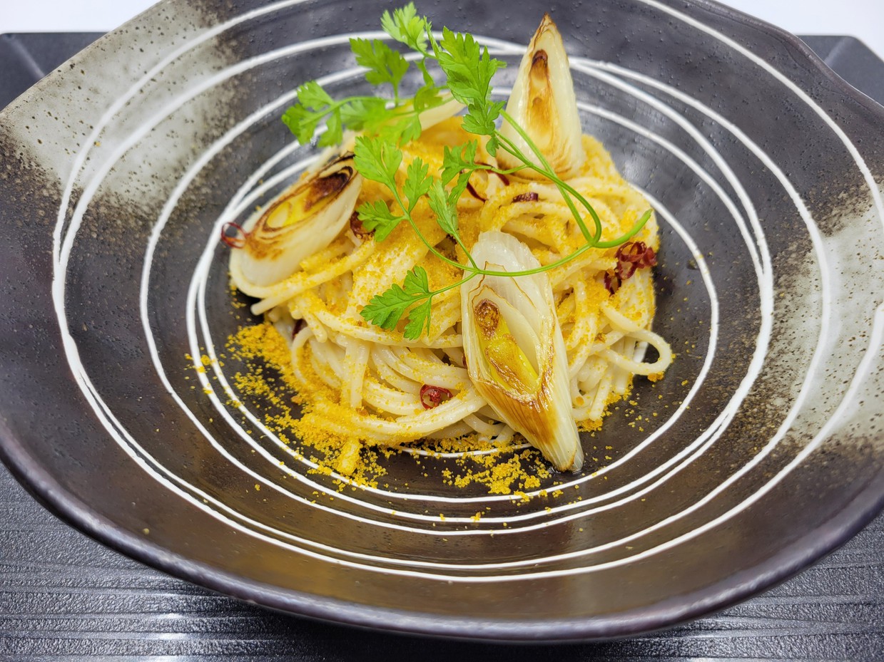 下仁田ネギとカラスミのパスタペペロンチーノ風