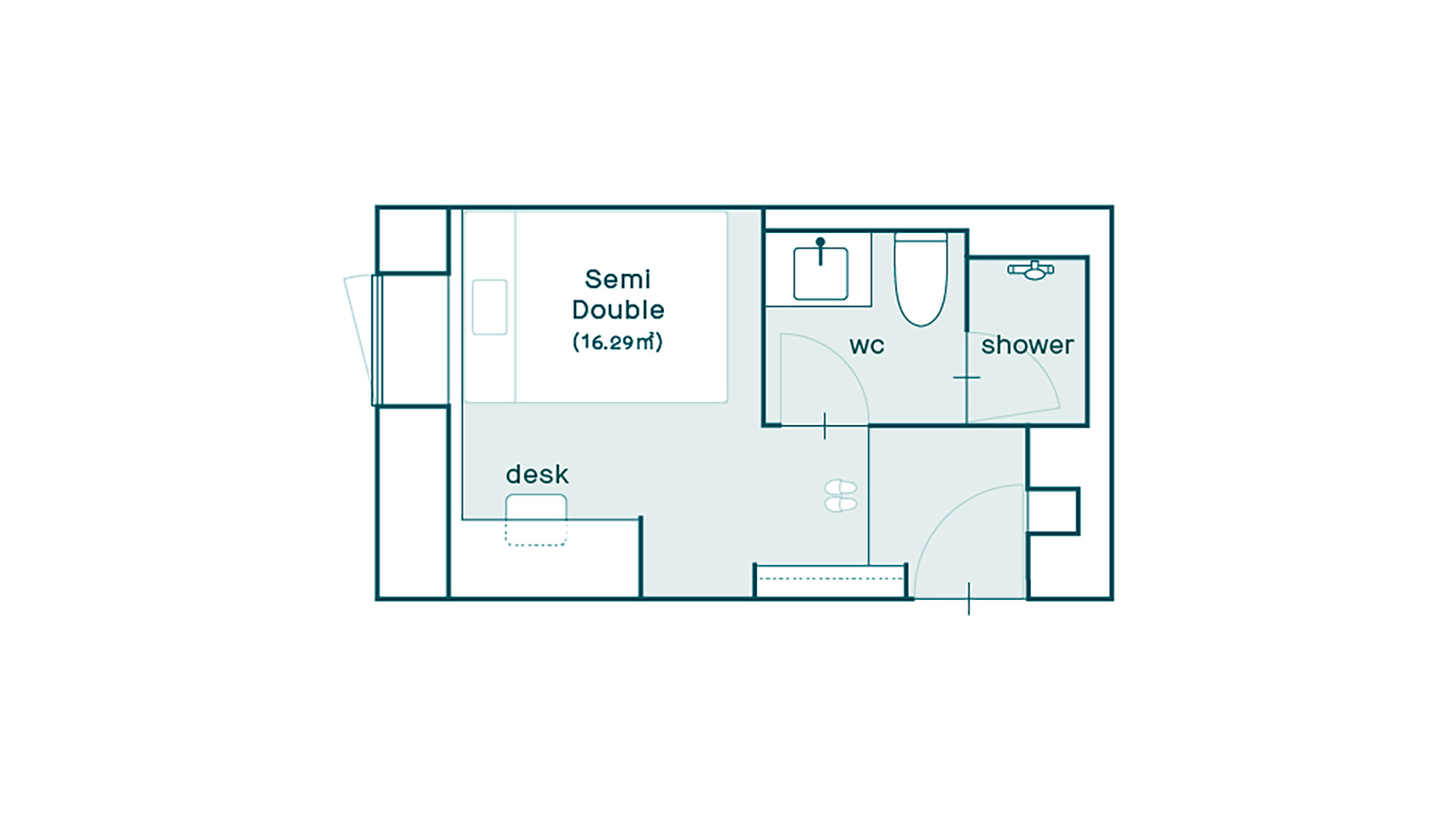 シングルルーム※お部屋により形状が異なる場合がございます