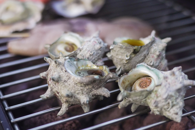 お庭でBBQ