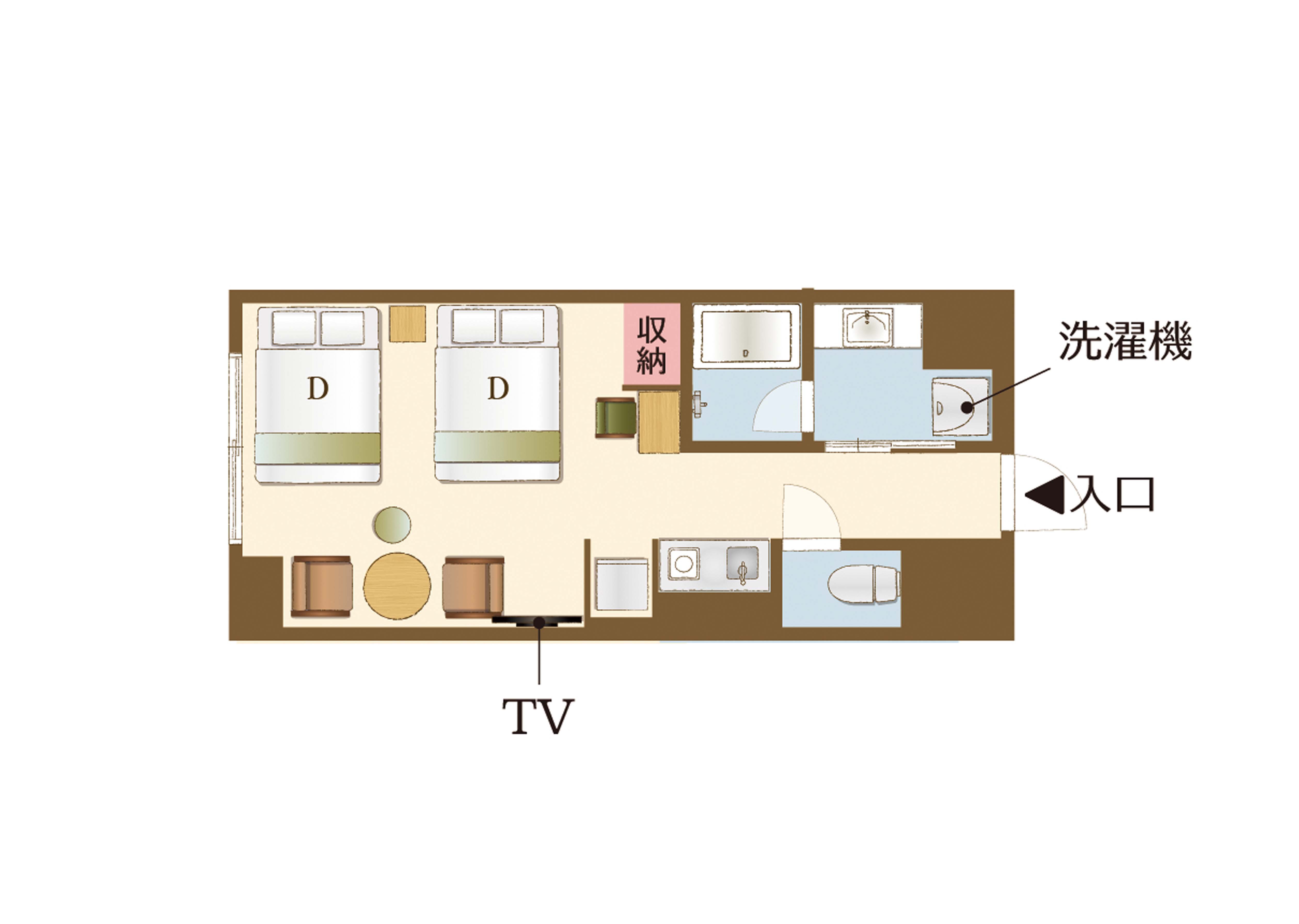 【ダブルベッド2台】嵯峨野B