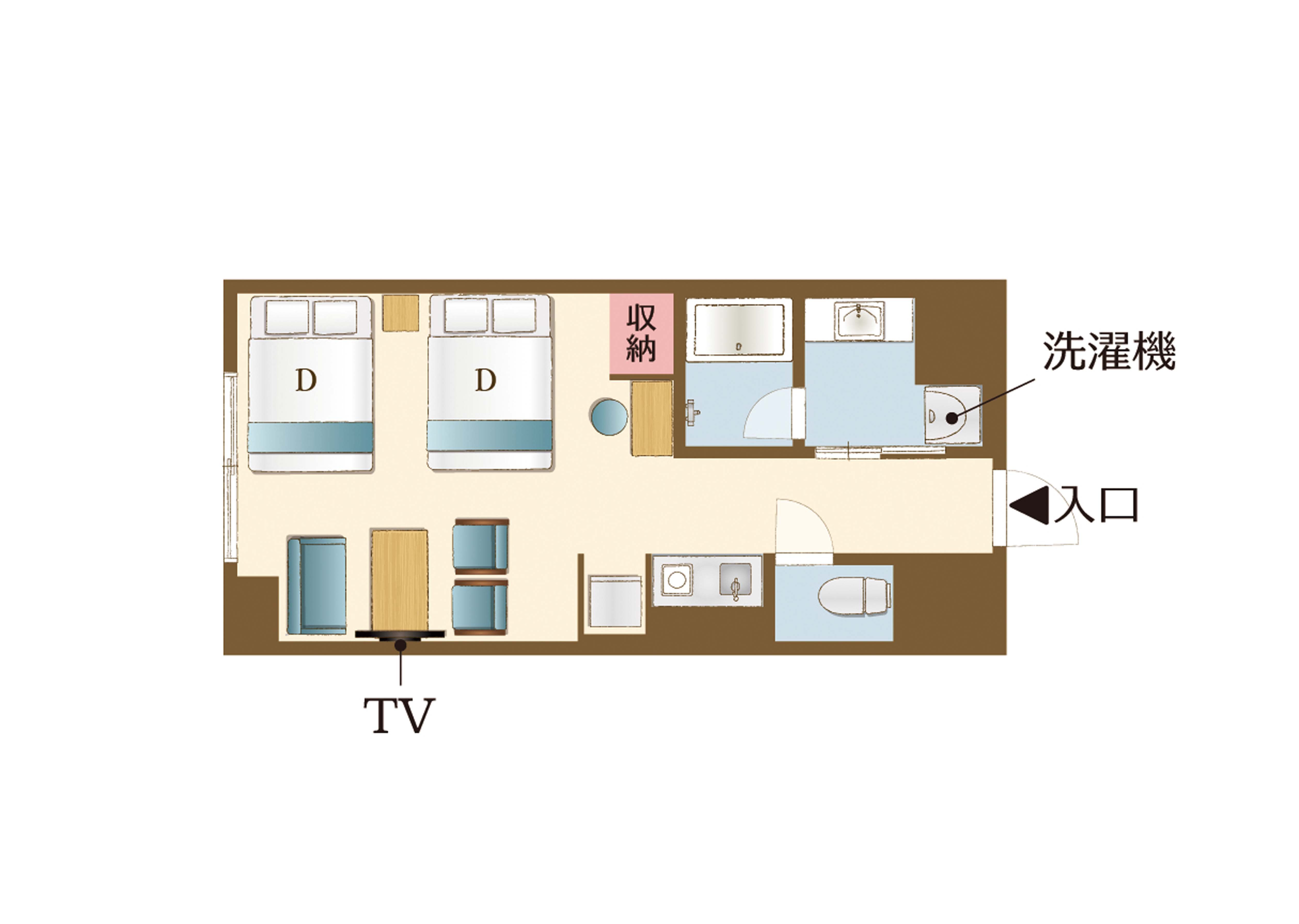 【ダブルベッド2台】貴船