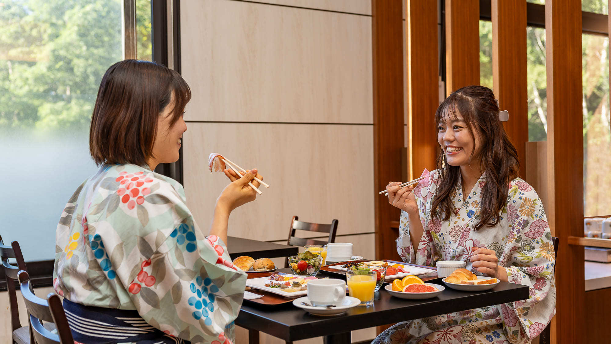 【朝食ビュッフェ】ハイキングに向けて朝もモリモリ食べましょう