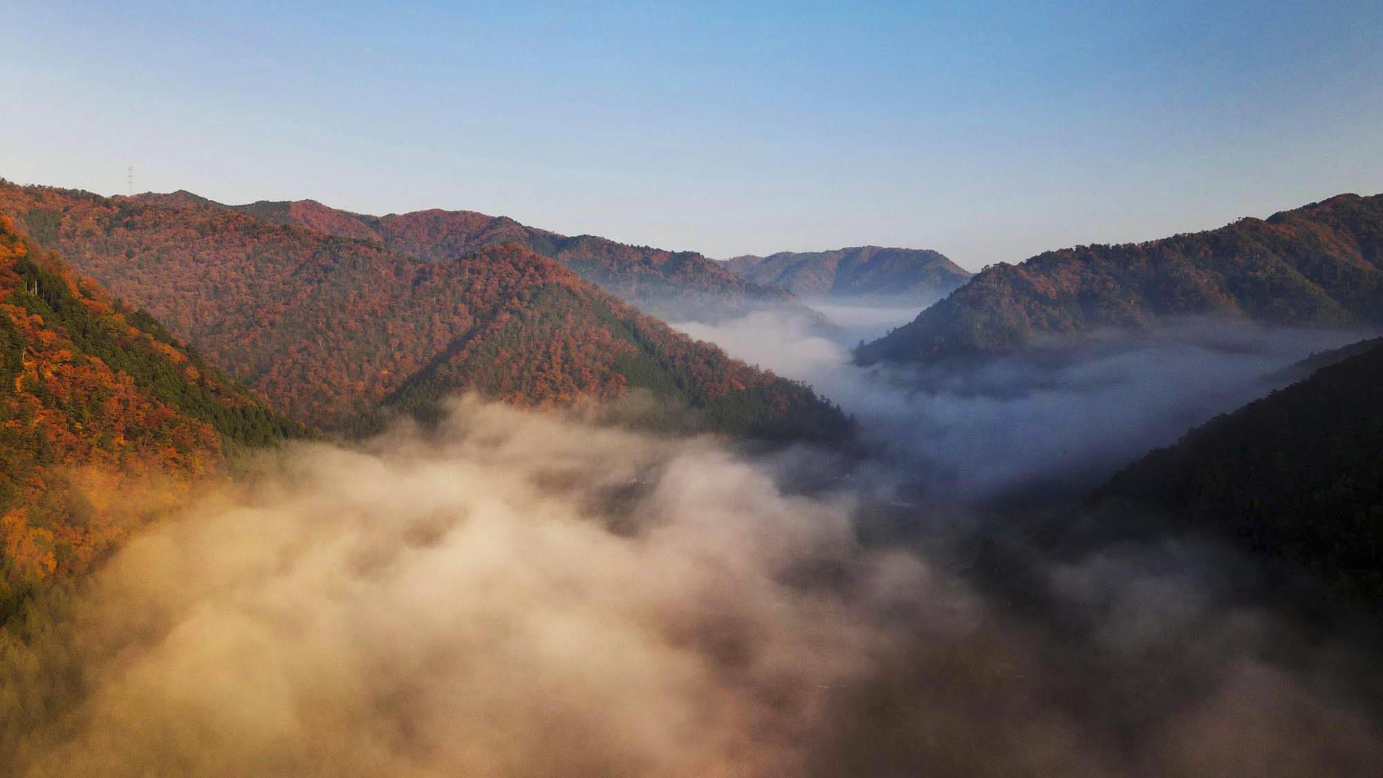 ・京都美山の美しい山々幻想的な自然の風景です