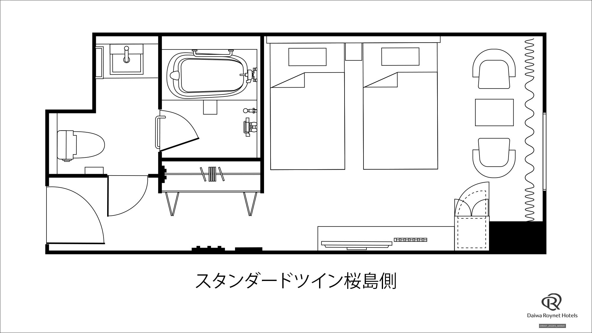 平面図(スタンダードツイン桜島側)