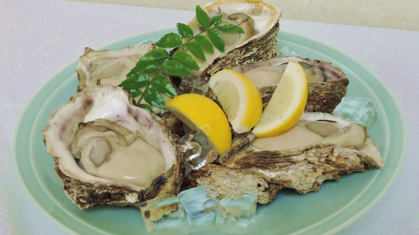 *天然の岩牡蠣（一例）毎年7〜8月の夏季限定で旬の味覚をご提供しております。