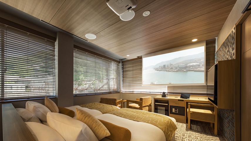 コーナーサイクルツイン：23平米［シアター・バス付］尾道駅の線路風景をすぐそばに感じる“;角部屋”;