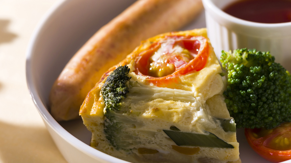 【ご朝食-ヘルシーキッシュ】世羅産の卵で、ヘルシー、でも〝食べ応えたっぷり”;な味わいに仕上げました