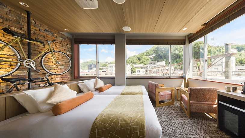 コーナーサイクルツイン：23平米自転車格納可能！滞在中お部屋まで運べて安心