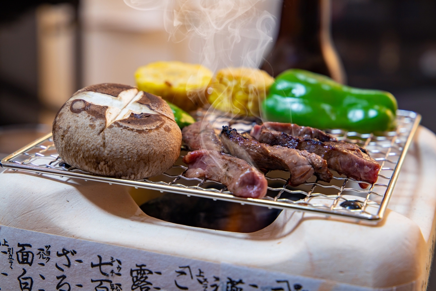 炭火焼野菜と牛肉