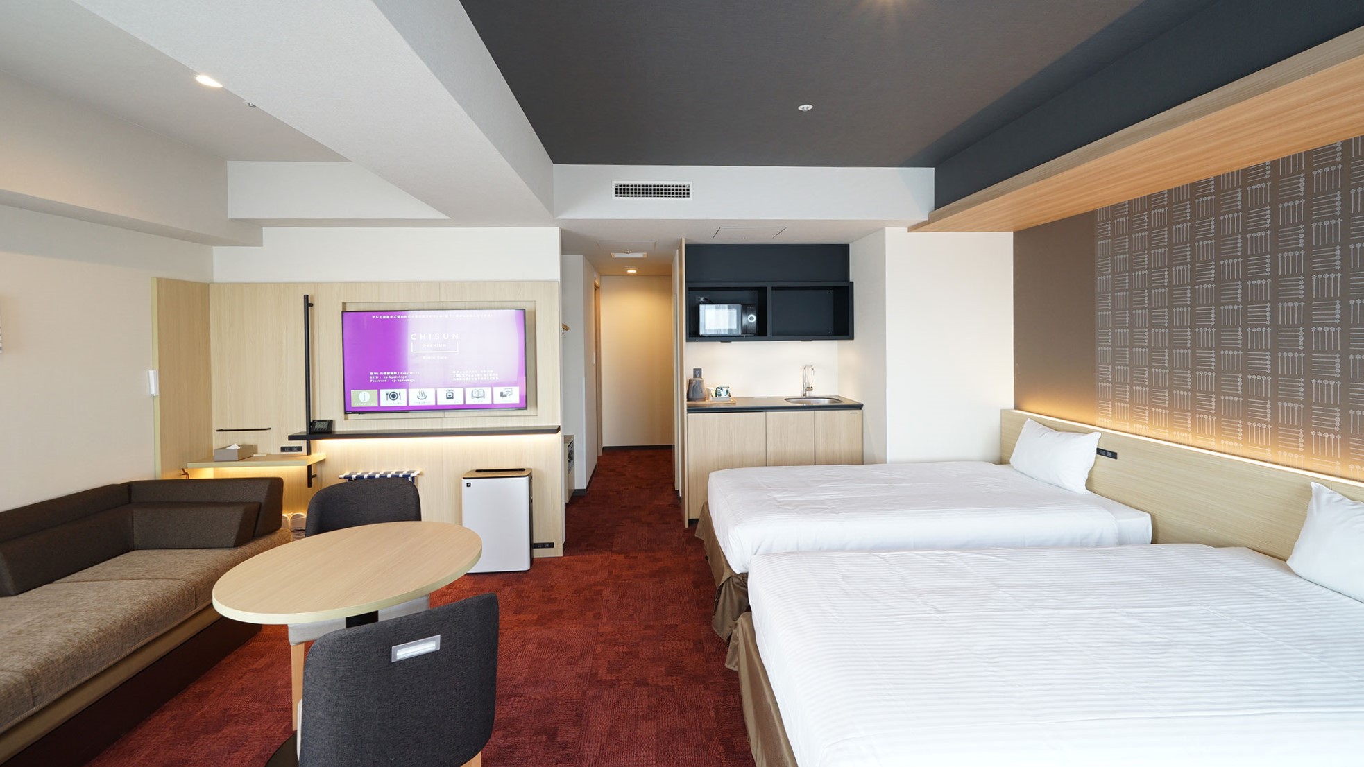 【ファミリールームB】ツインベッド＋ソファベッド＋エキストラベッドで最大5名宿泊可