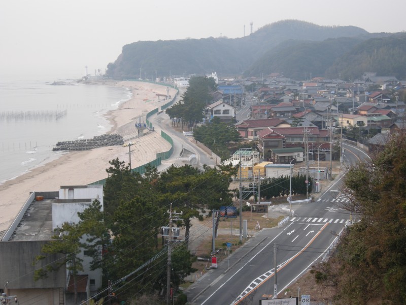 小野浦地区には古い家々やお寺、松並木なども立ち並ぶ。早朝の散策などに最適