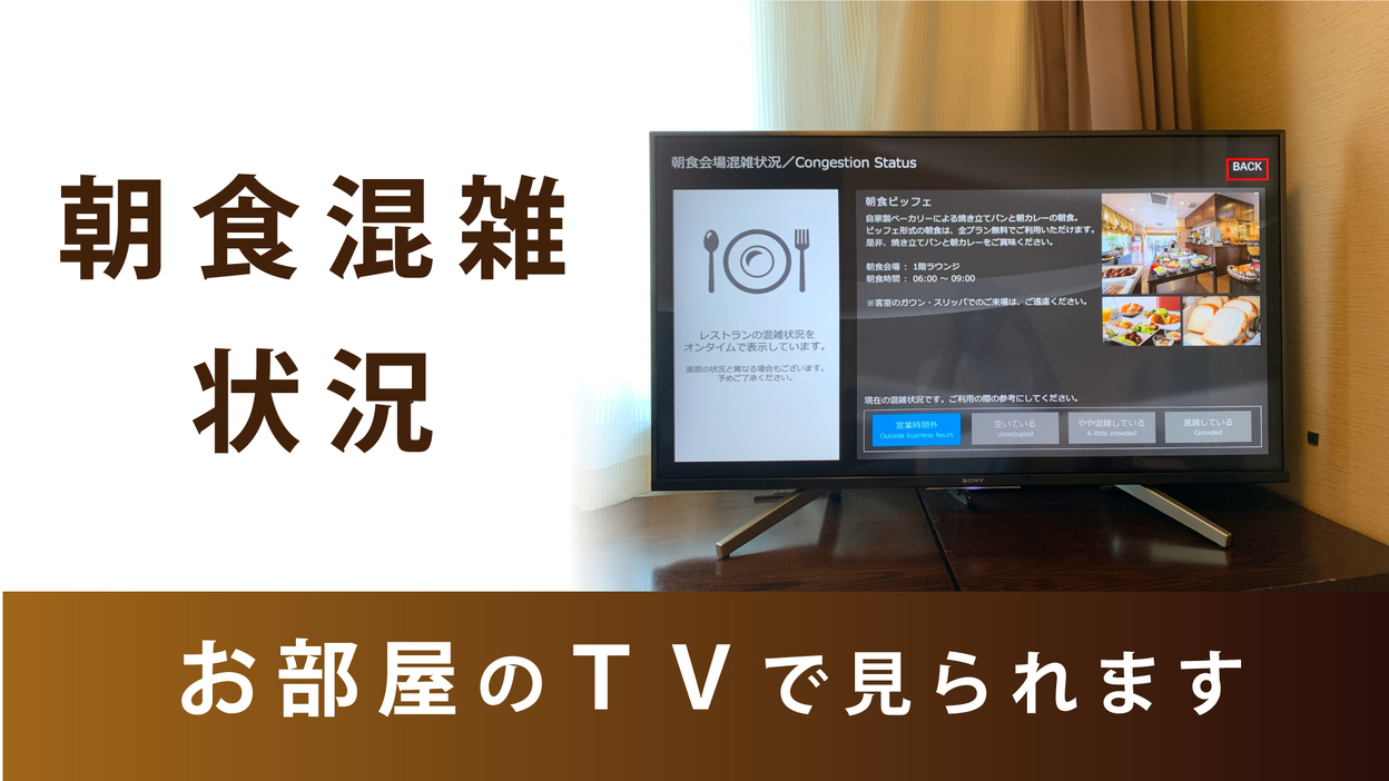 お部屋のTVから館内のご利用状況が確認できます