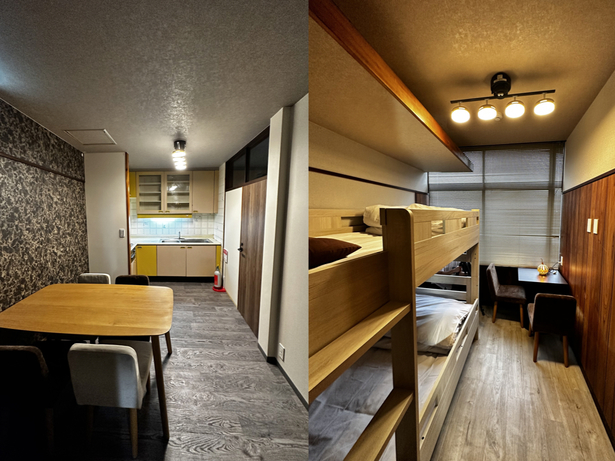 Twinルームの入り口には供用キッチン