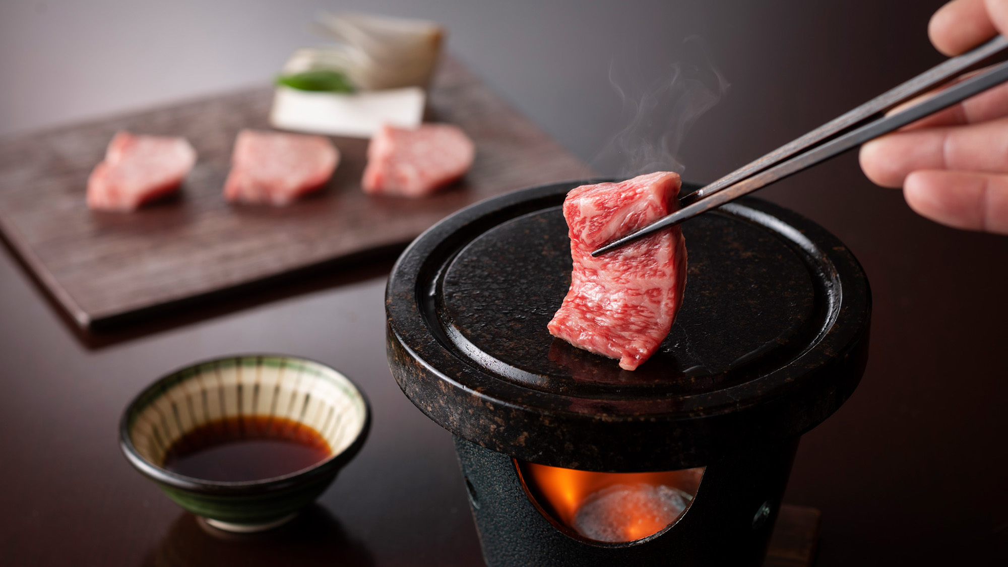 ・【夕食オプション】きめ細かな肉質とサシが堪能できる宮崎牛を鉄板焼きでどうぞ