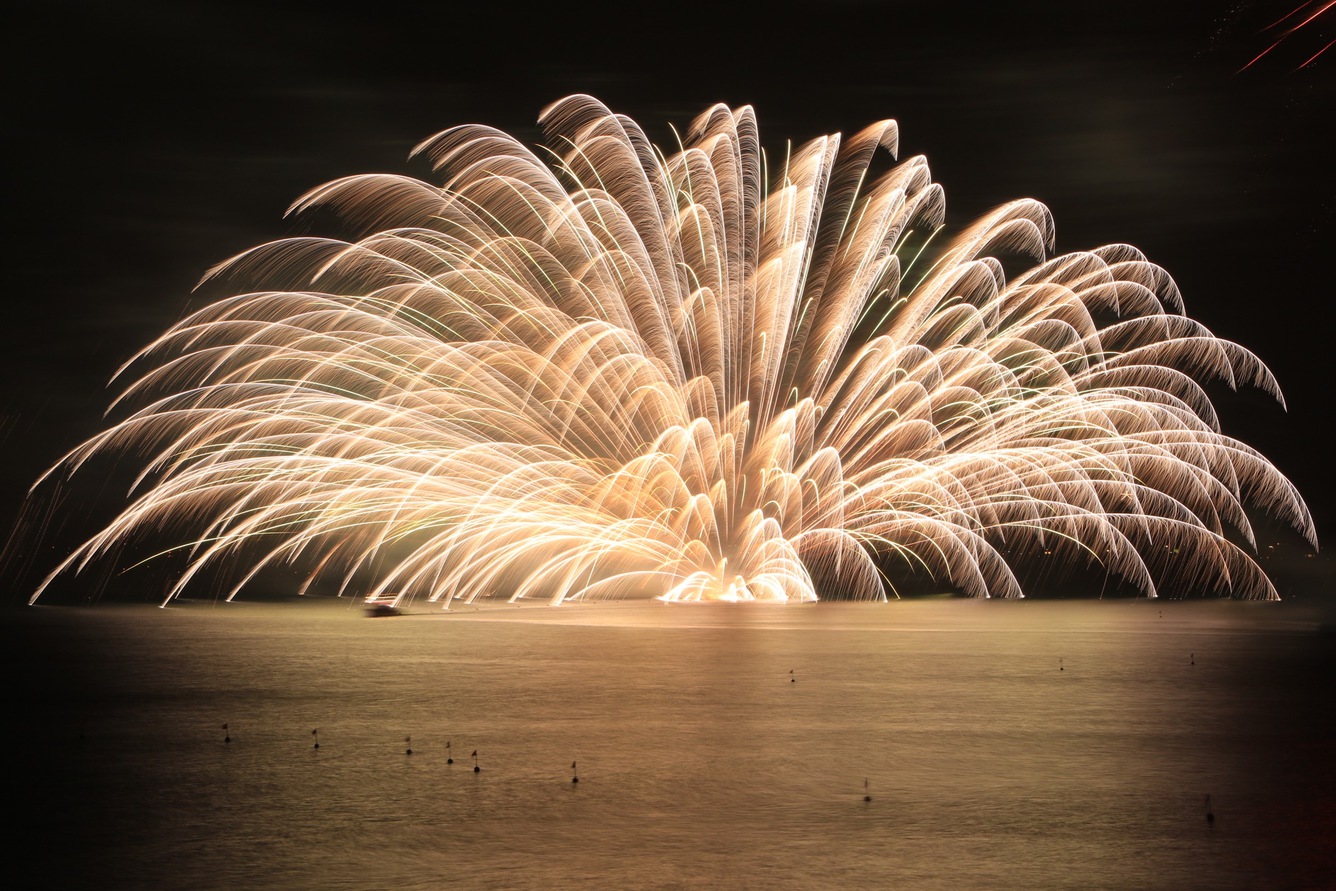 館山湾花火大会当施設の目の前の海岸で打ち上げが行われます。
