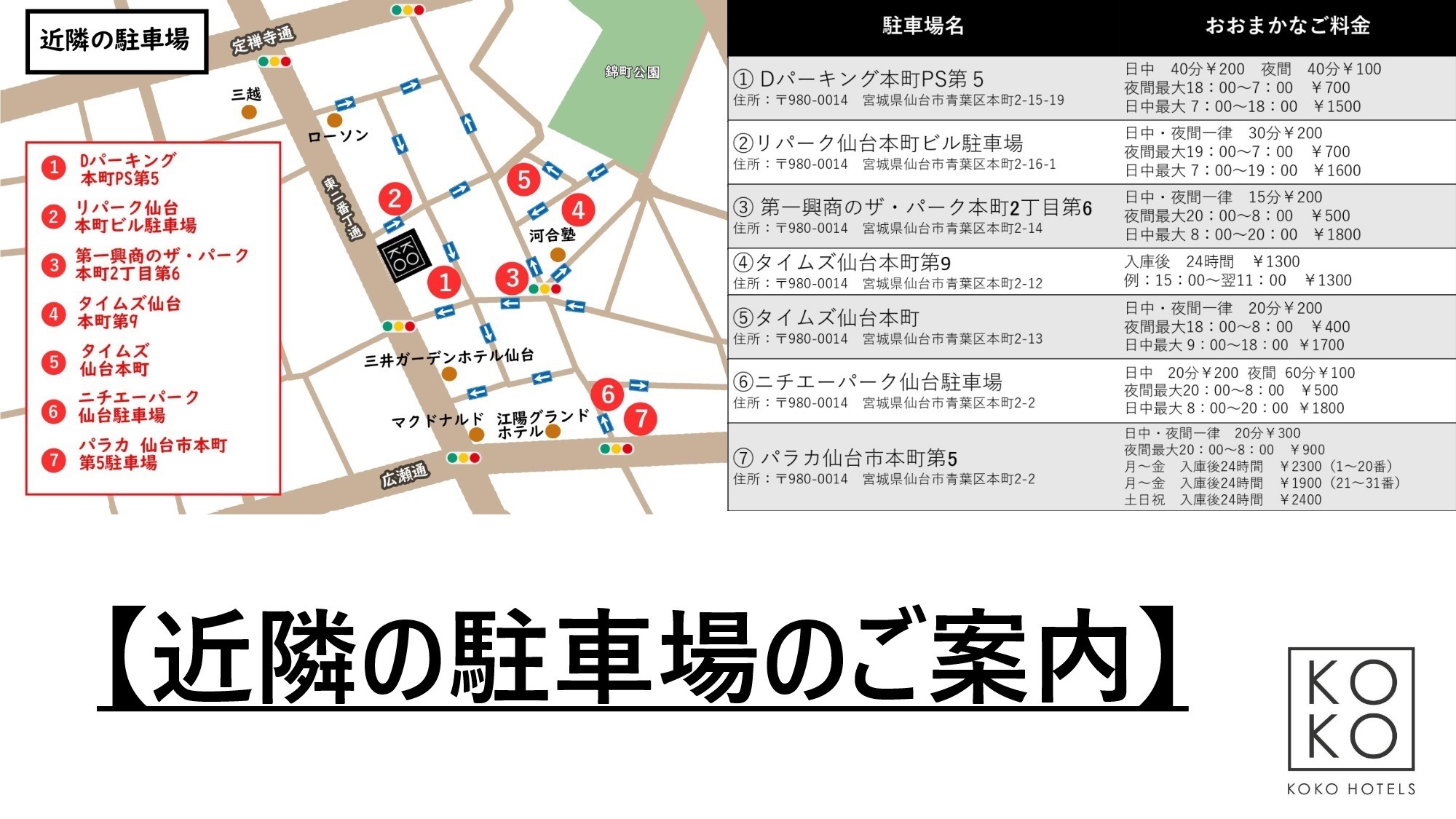 近隣駐車場のご案内