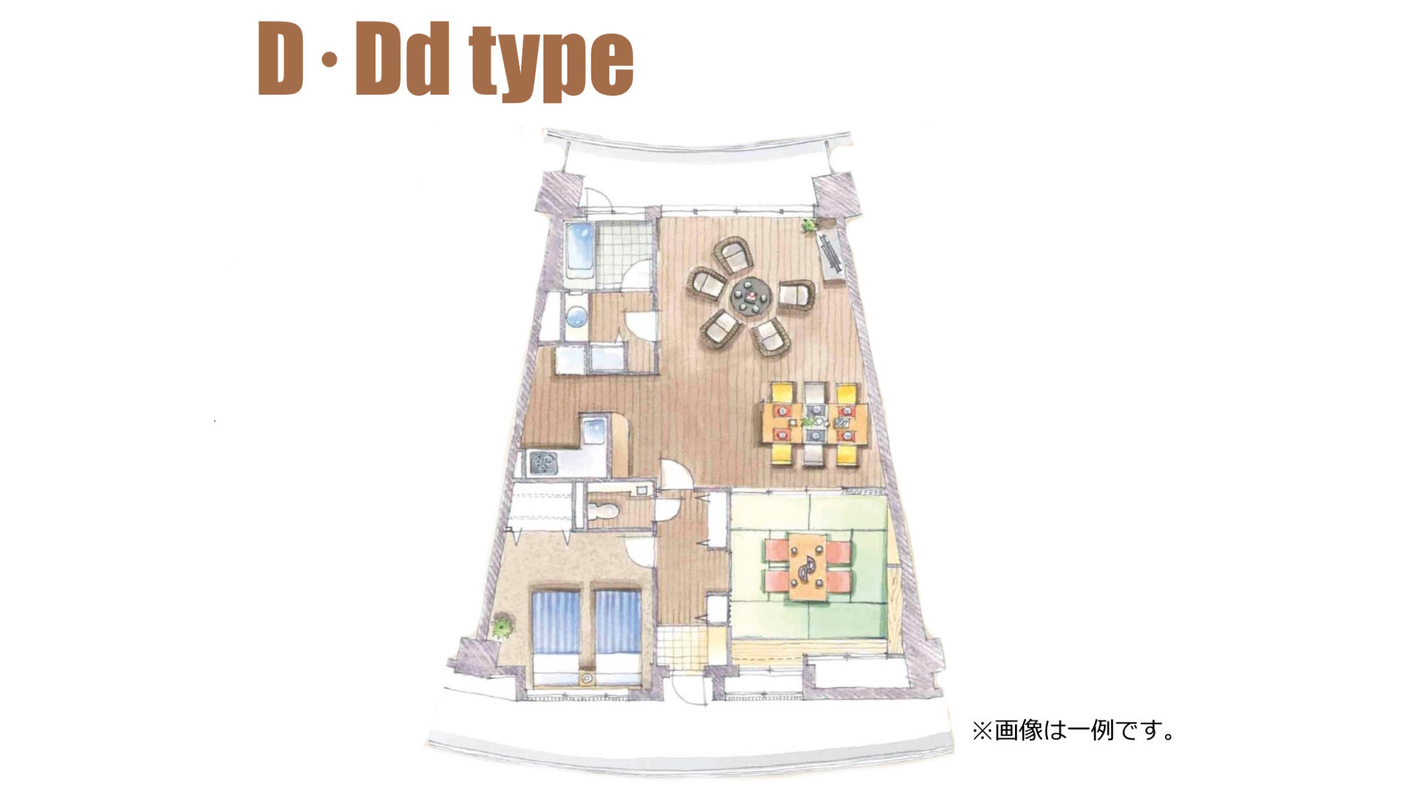 【D・Ddタイプ間取り一例】2LDK・最大6名までご宿泊可能な客室（間取り・階数ご指定不可）