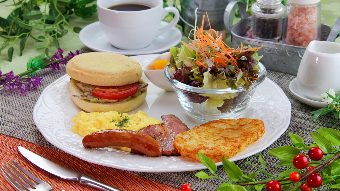 #朝食は好きなメニューを選べるスタイル♪選べる朝食ホットマフィンVer.