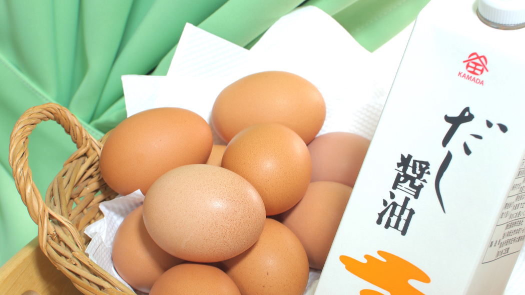 ー朝食ー地産の卵とだし醤油で食べる卵かけご飯