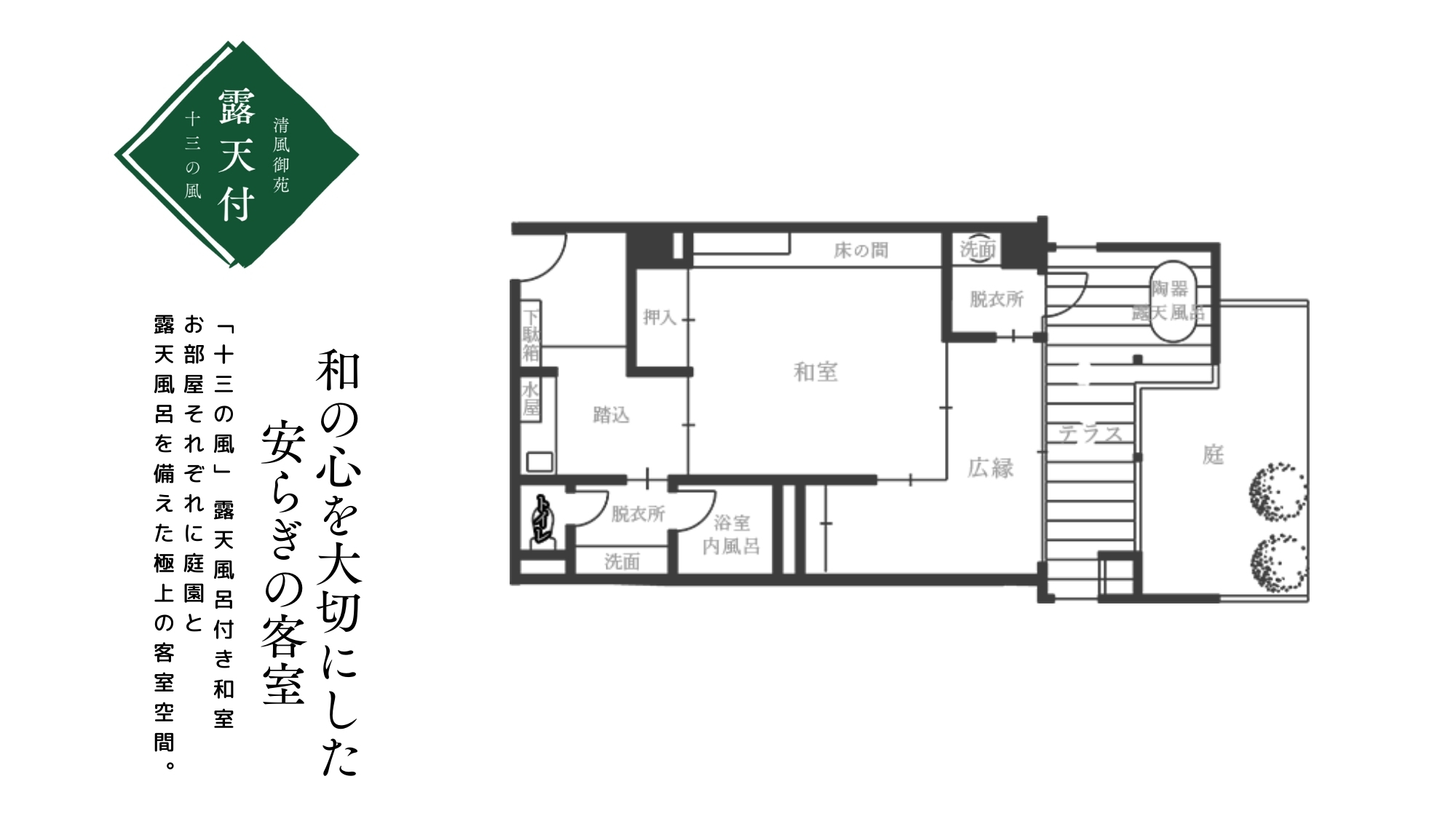 十三の風 露天風呂付和室 間取り