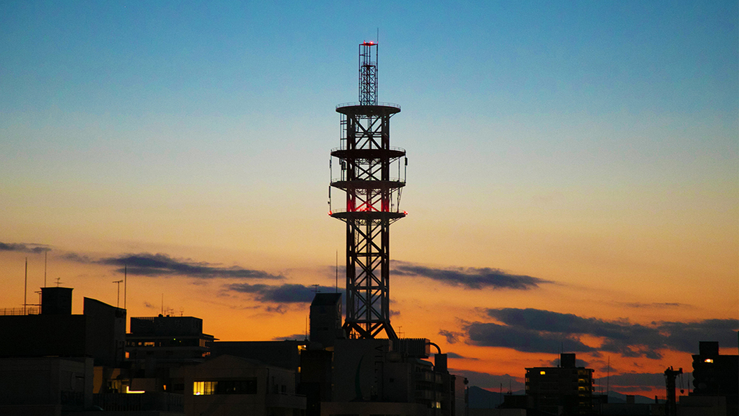 最上階のお部屋からのあたたかな夕景