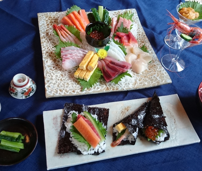日本海の旬の食材で手巻き寿司
