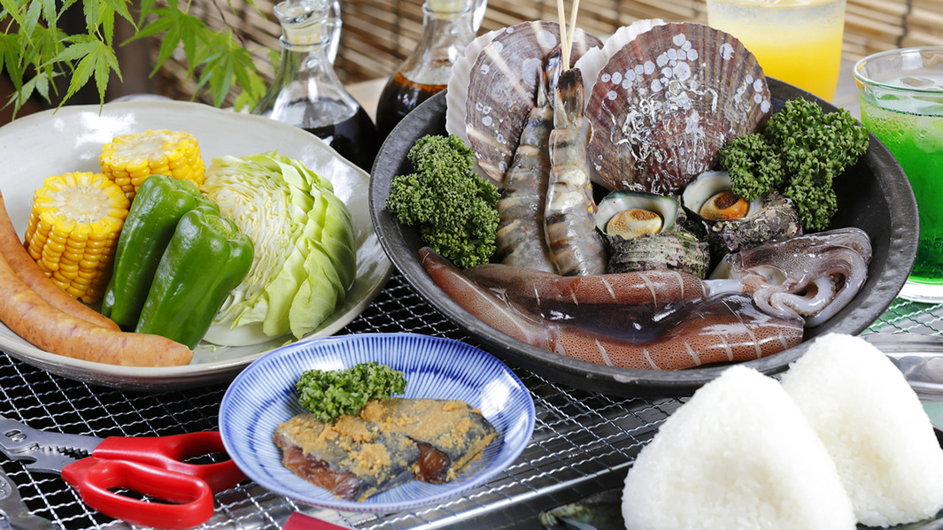 海辺のテラス席でＢＢＱプラン♪