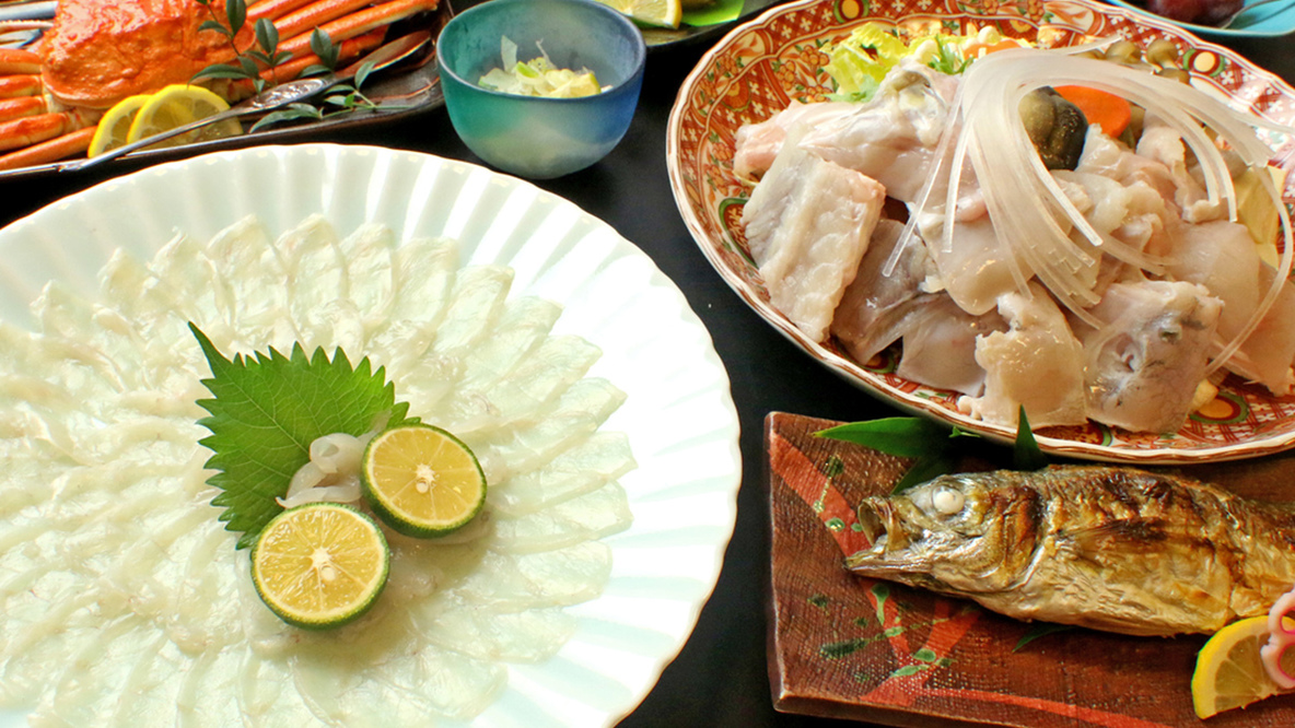 日本海の美味しを同時に楽しむかにふぐコース