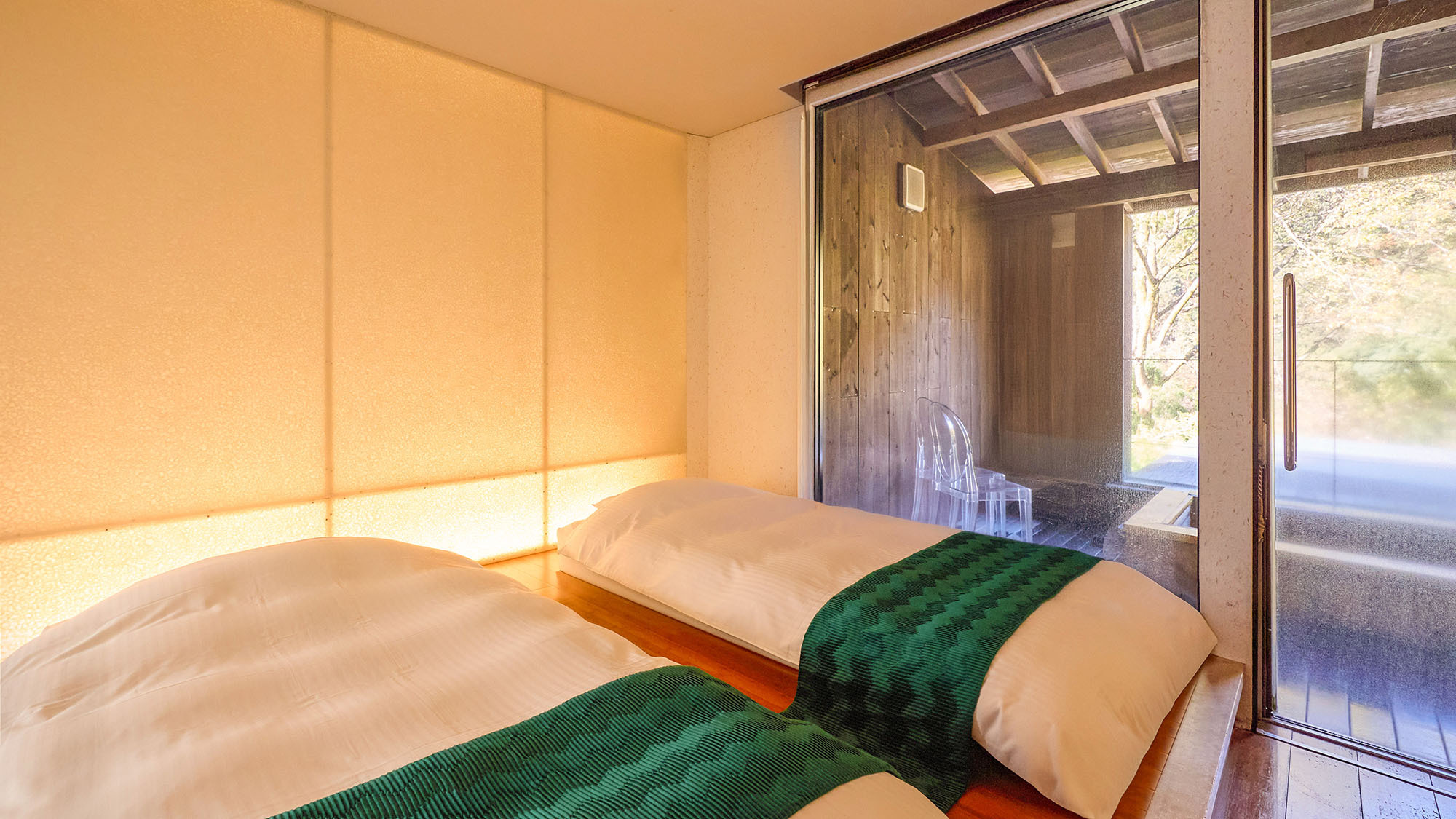 ・【海松（みる）】温泉をじっくり楽しんだ後はベッドや和室でゆったりとお寛ぎください