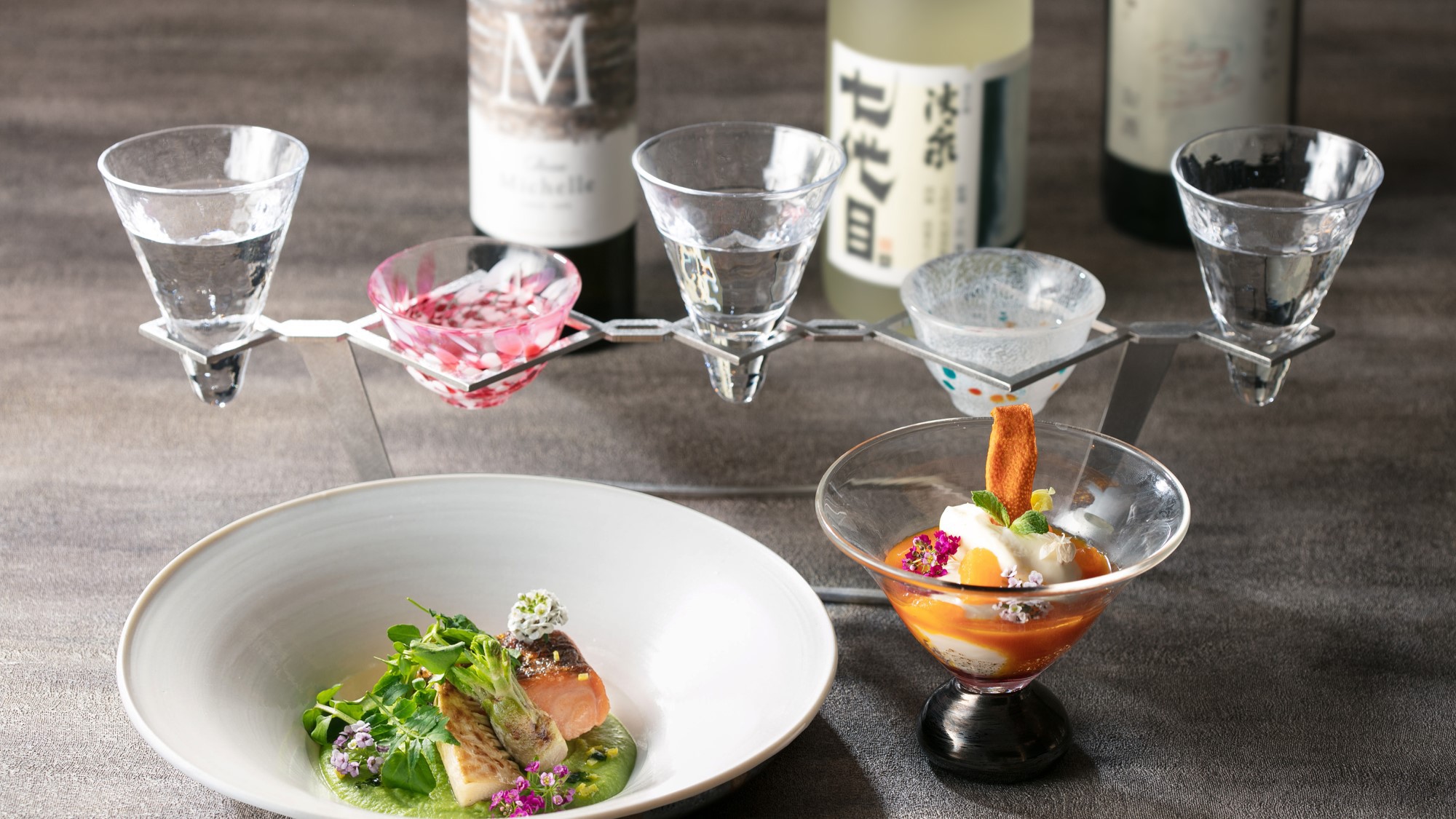 熊谷とあかぼし料理と日本酒のペアリングをお楽しみいただけます