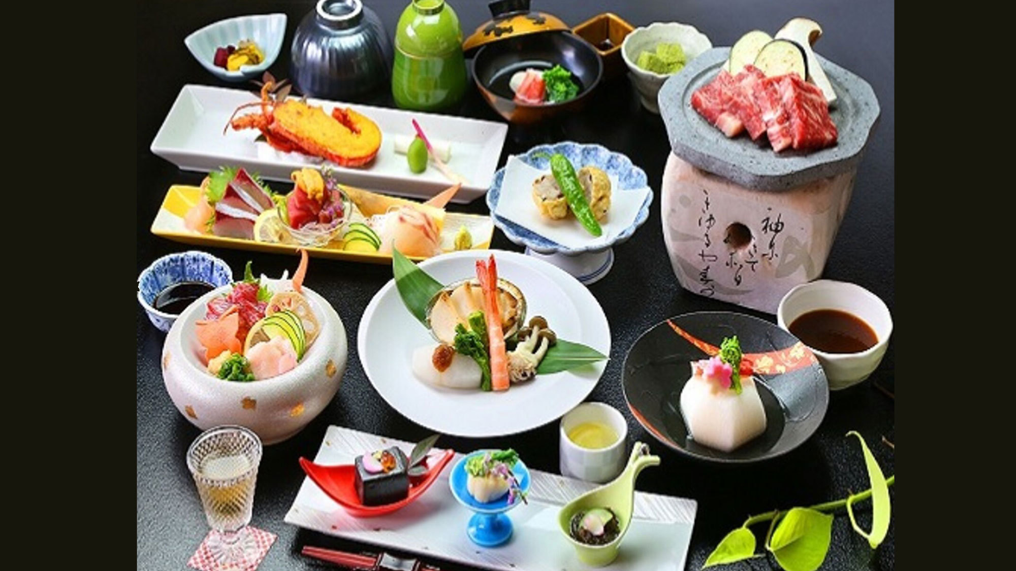 イセエビ、鮑、黒毛和牛、馬刺しの豪華旬会席