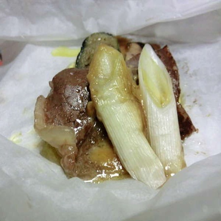 牛肉の味噌紙焼き一例