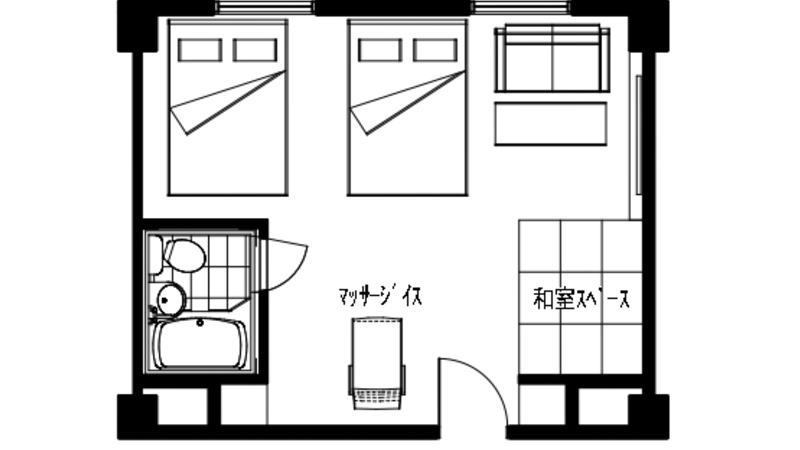 和洋室（ダブルベットツイン）間取り