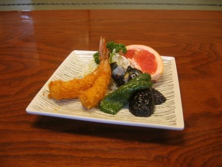 えびとなす、ピーマン