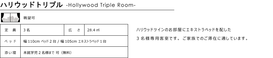 トリプルルーム28.4㎡12階-13階南側