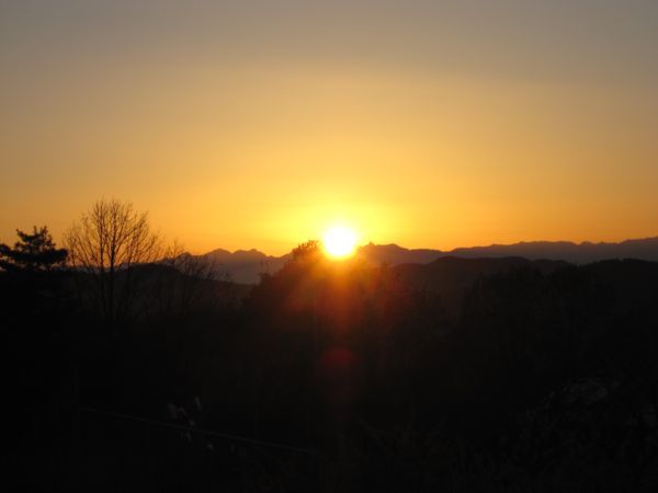 槍ヶ岳に沈む夕陽