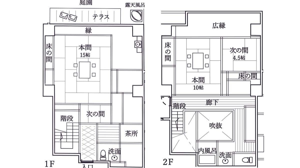 源泉かけ流し露天風呂付【秋の館・モダンメゾネット／重陽の間】