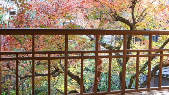 特別室実篤の間「孔雀」から眺める美しい紅葉