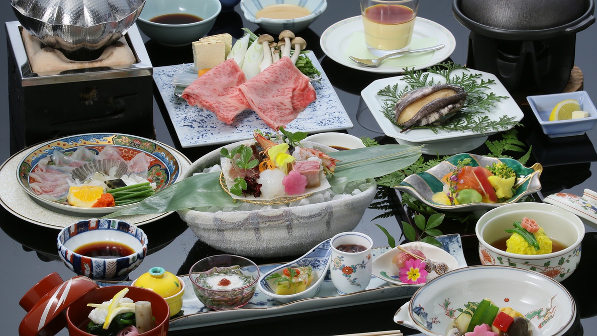 【四季彩々・グルメ】一番人気の味覚プラン。萩ブランド牛「長萩和牛」、旬の地魚、こだわり味覚で萩堪能♪