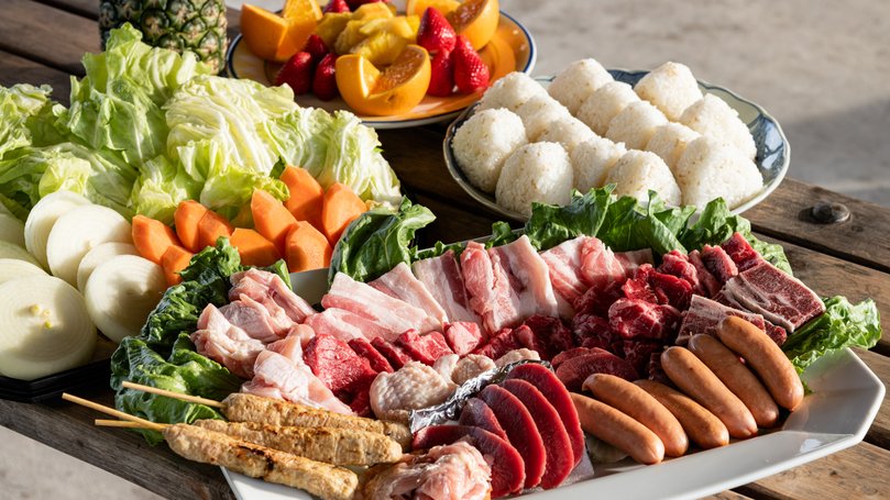 *【BBQ一例】BBQオプション有！食材も道具も当館がご用意します♪※画像は4人前のイメージです