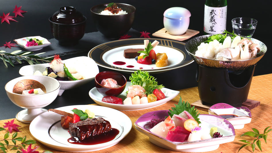 【和洋会席コース一例】 「和」と「洋」の両方を楽しめる贅沢な本格会席。料理長お勧めのコースです。