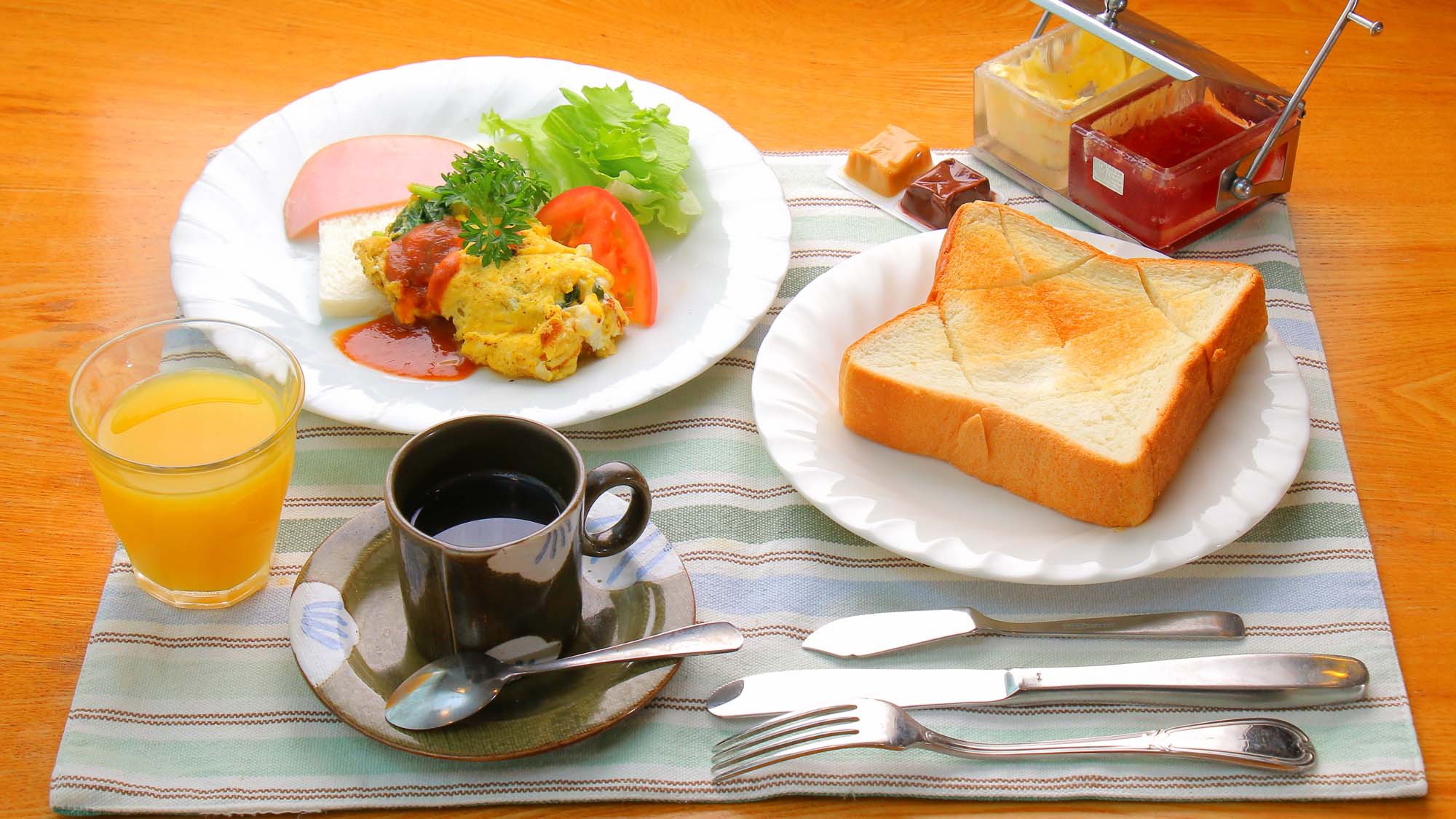 ＜朝食一例＞〜洋食〜ご朝食は「和食」か「洋食」選べます！事前にご希望をお知らせ下さい