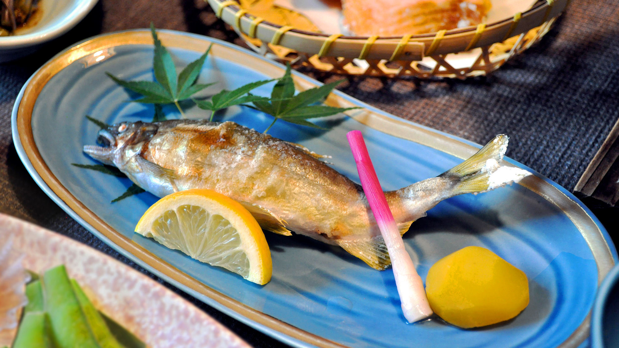 【夕食】焼物（アユの塩焼き）