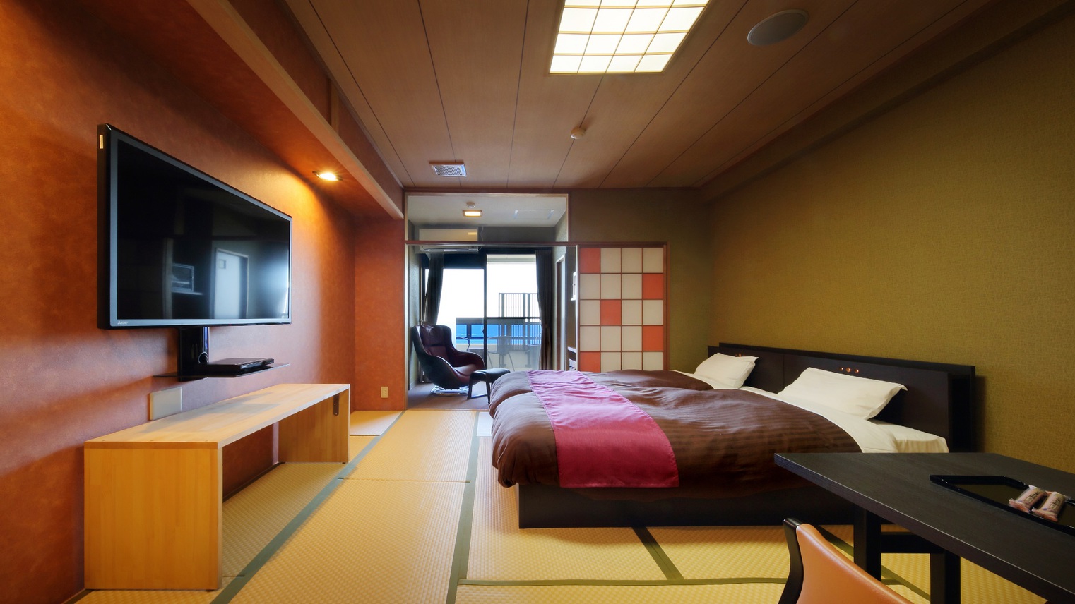 お部屋の一例新岬感【和室・ツイン】小ぶりな露天風呂&マッサージチェア付き