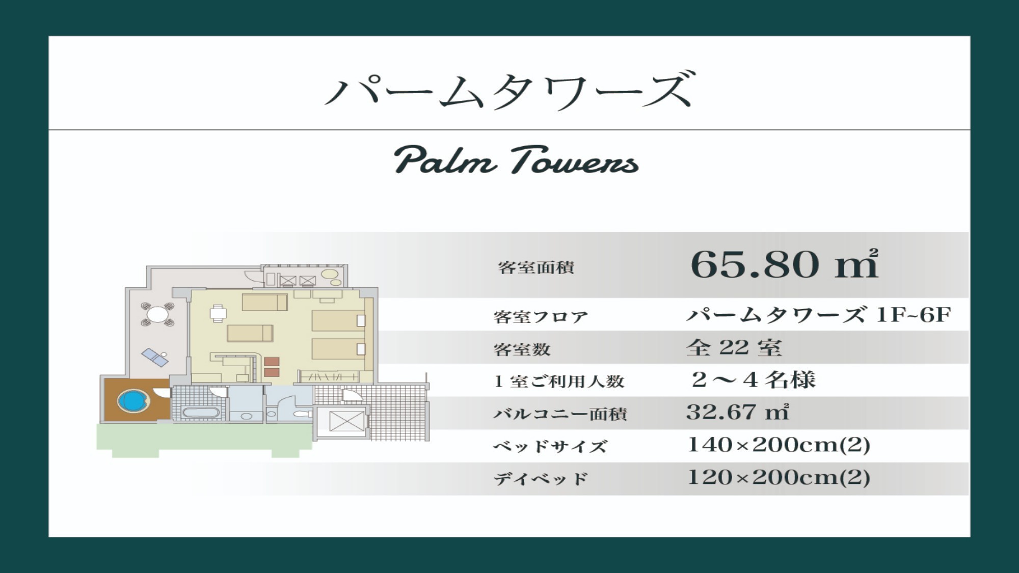 【パームタワーズ／６５．８０平米】パームタワーズ棟１〜６階（間取り図）