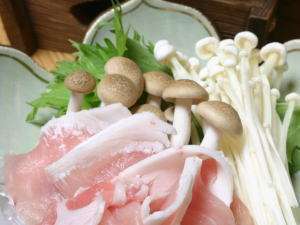 「山口ファーム」のとんしゃぶ。コラーゲンとビタニンＢと天然温泉のコラボでお肌にいいですよ。