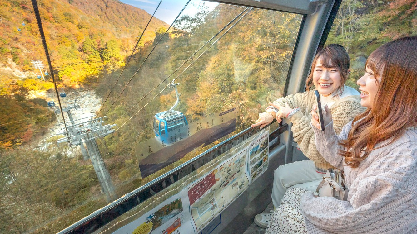 紅葉ドラゴンドラ！秋色第空中散歩！片道30分。乗車しながら渓谷の紅葉が楽しめます。